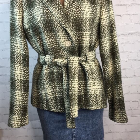 Signature by Larry Levine Green Tweed Plaid Blazer / Jacket Women's Size 10 - Picture 5 of 10